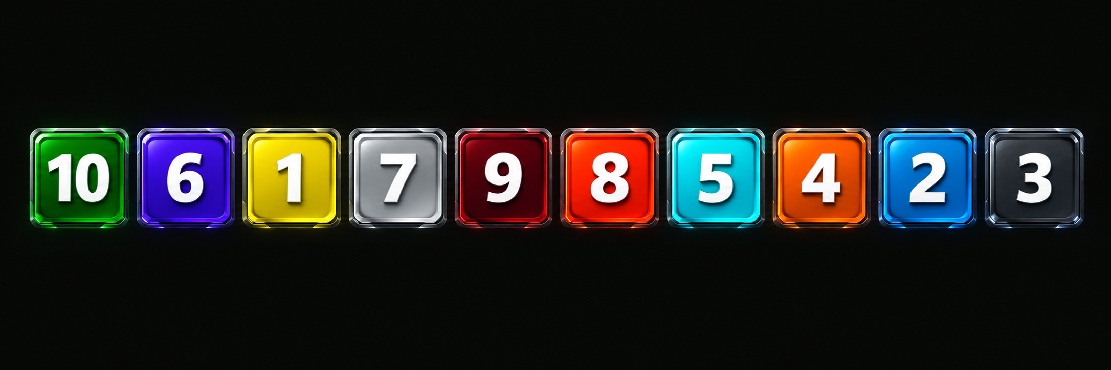 赛车编号依次为：10、6、1、7、9、8、5、4、2、3